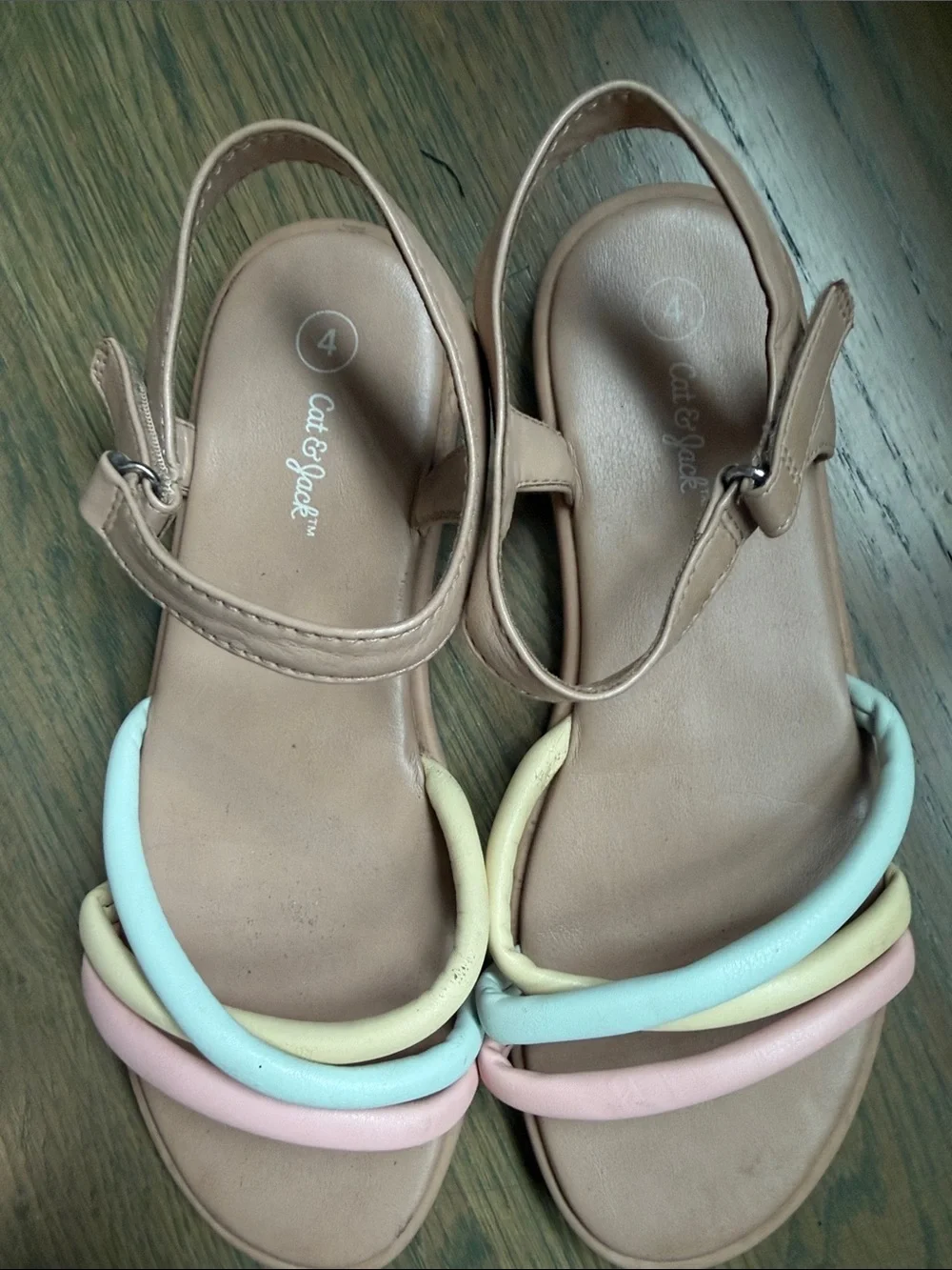 Cat & Jack Pink Blue Yellow Strappy Girls Sandals